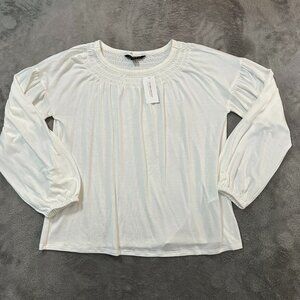 NWT Banana Republic Long Sleeve White Yoke Neck Blouse XS Shirt Top Classic